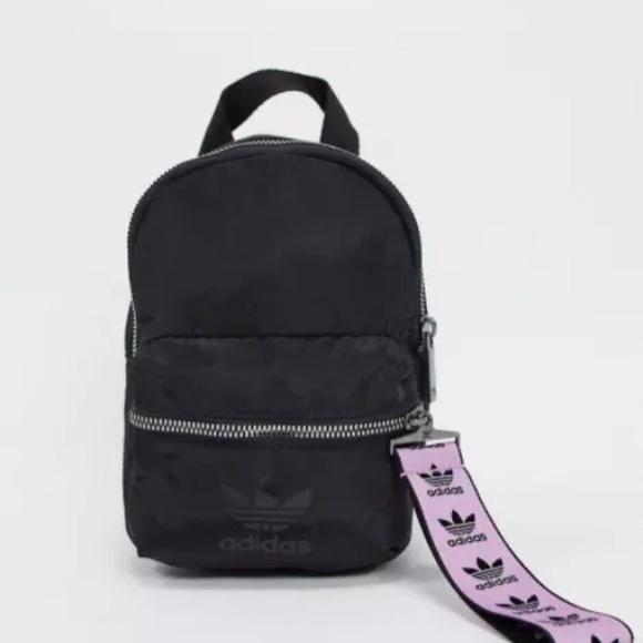 💗Adidas Originals Mini Backpack lilac pink zipper pull Logo Bag Purse trefoils